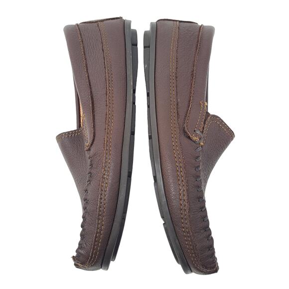 Minnetonka Moosehide Leather Moccasin Classic Twin Gore Loafers 932 Brown Mens 8 - Picture 4 of 9
